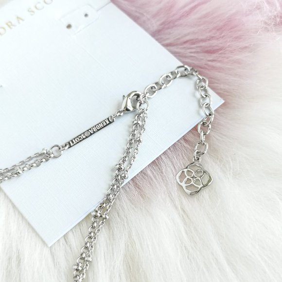 Silver Elisa Platinum Drusy Multi Strand Necklace - Picture 3 of 3